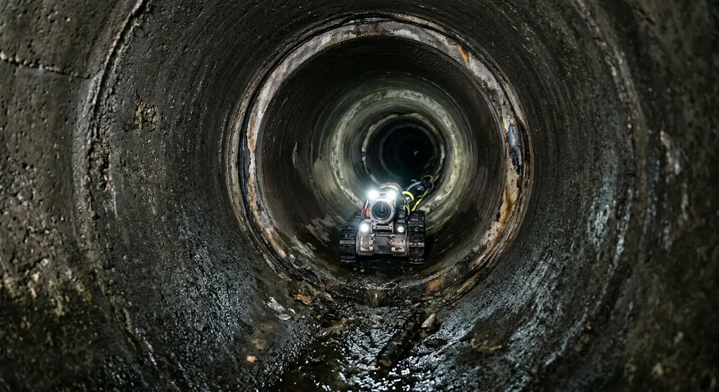 Robotic sewer camera inspecting pipe interior for Sewer Line Repair in LaSalle